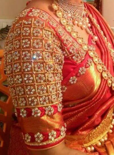 blouse designs for heavy bridal silk saree